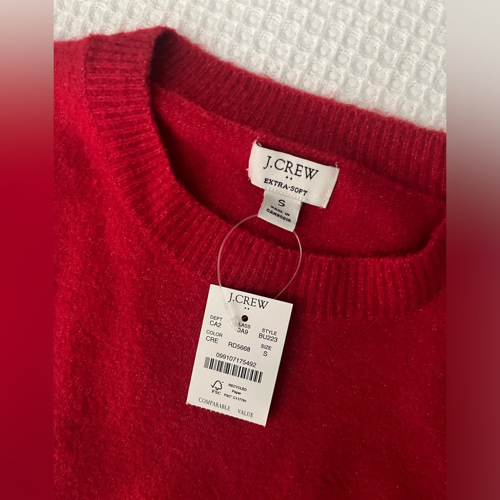 J Crew Red Cashmere Sweater Size Small NWT